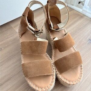 Soludos Tan Suede Palma Espadrille Sandals with Ankle Strap